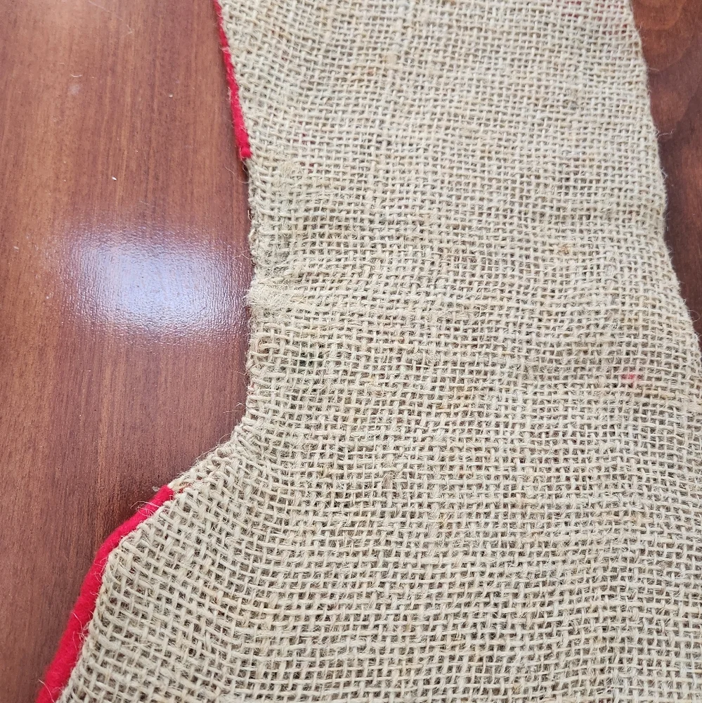 Set of 4 Burlap with Felt Applique Christmas Stockings